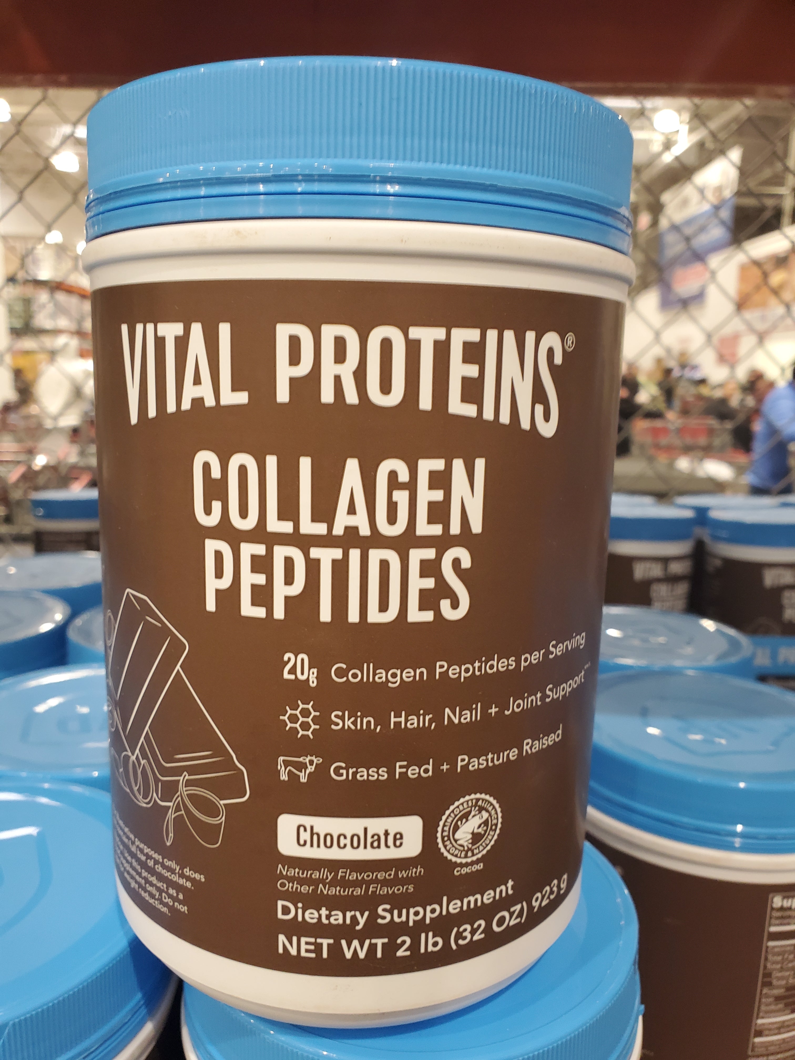 Vital Protein Collagen Peptides, Pasture Raised, Grass Fed, Paleo Friendly, Gluten / Zero Sugar Dairy Free, Chocolate, 32 Oz